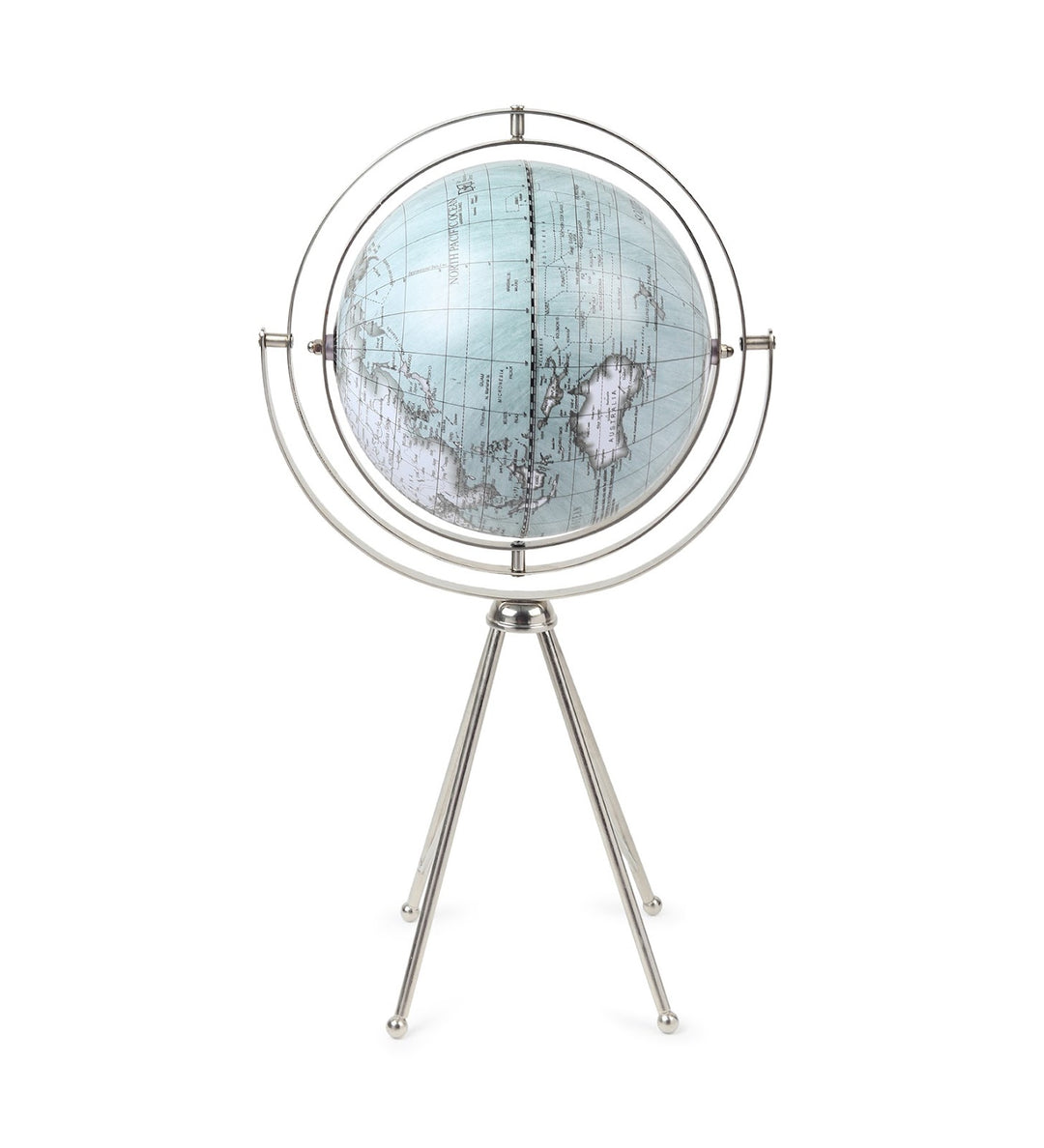 Spherecraft Silver Metal World Globe with Tripod Stand view 4
