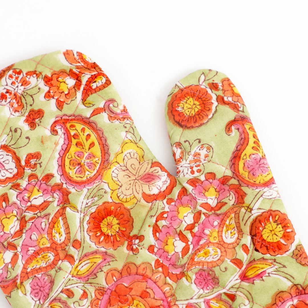 Hand Block Cotton Kitchen Apron Set, Paisley Multi, view 8