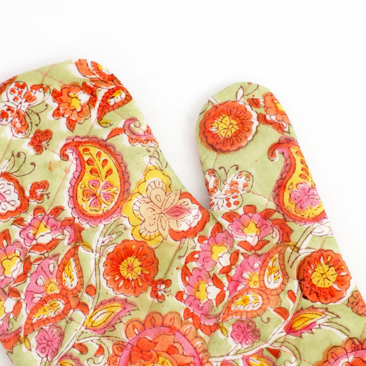 Hand Block Cotton Kitchen Apron Set, Paisley Multi, view 8