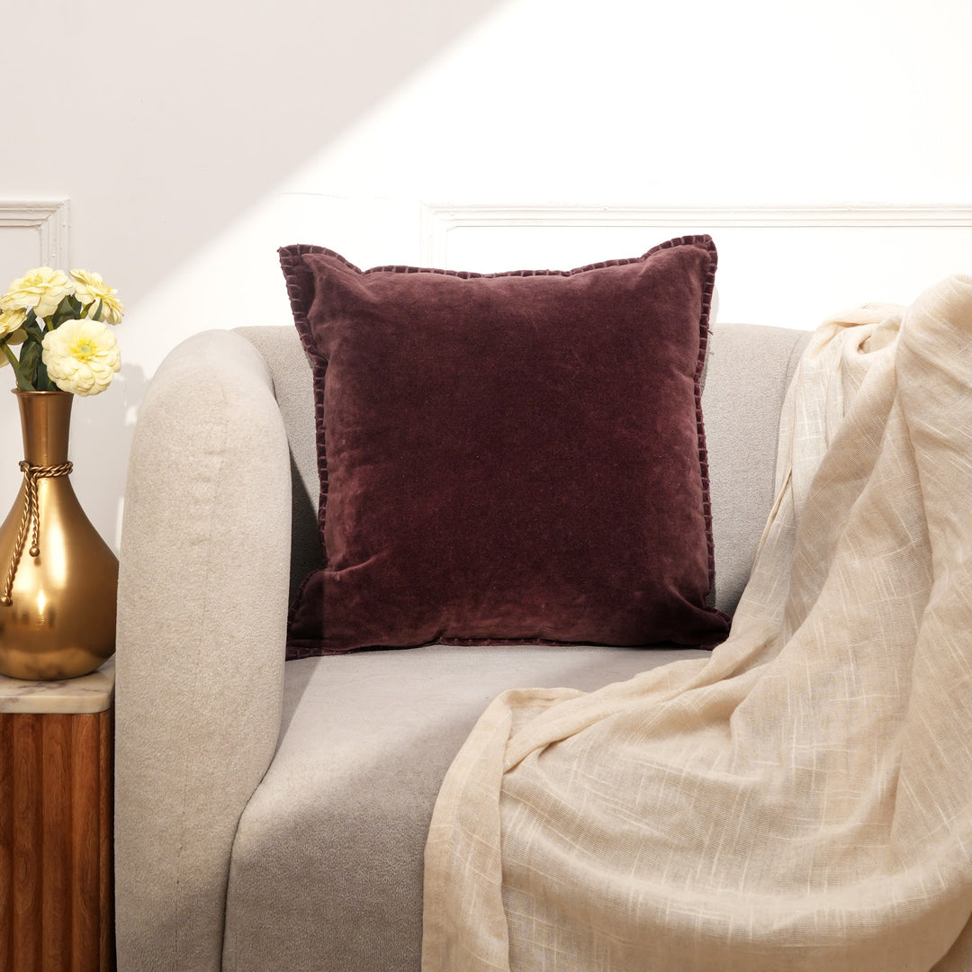 Russet Velvet Blanket Stitch Cushion, View 5