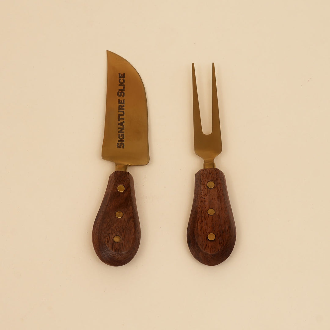 Cheese knife and spreader serving set