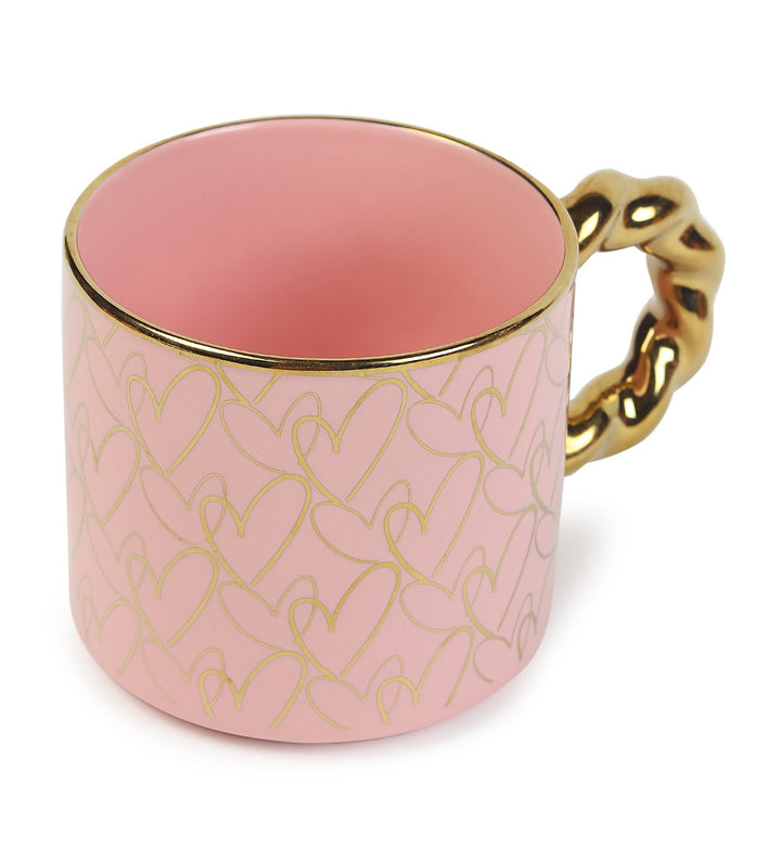 Ceramic Coffee Mug with Gold Line Art and Gold Handle Darcy Pink view 5