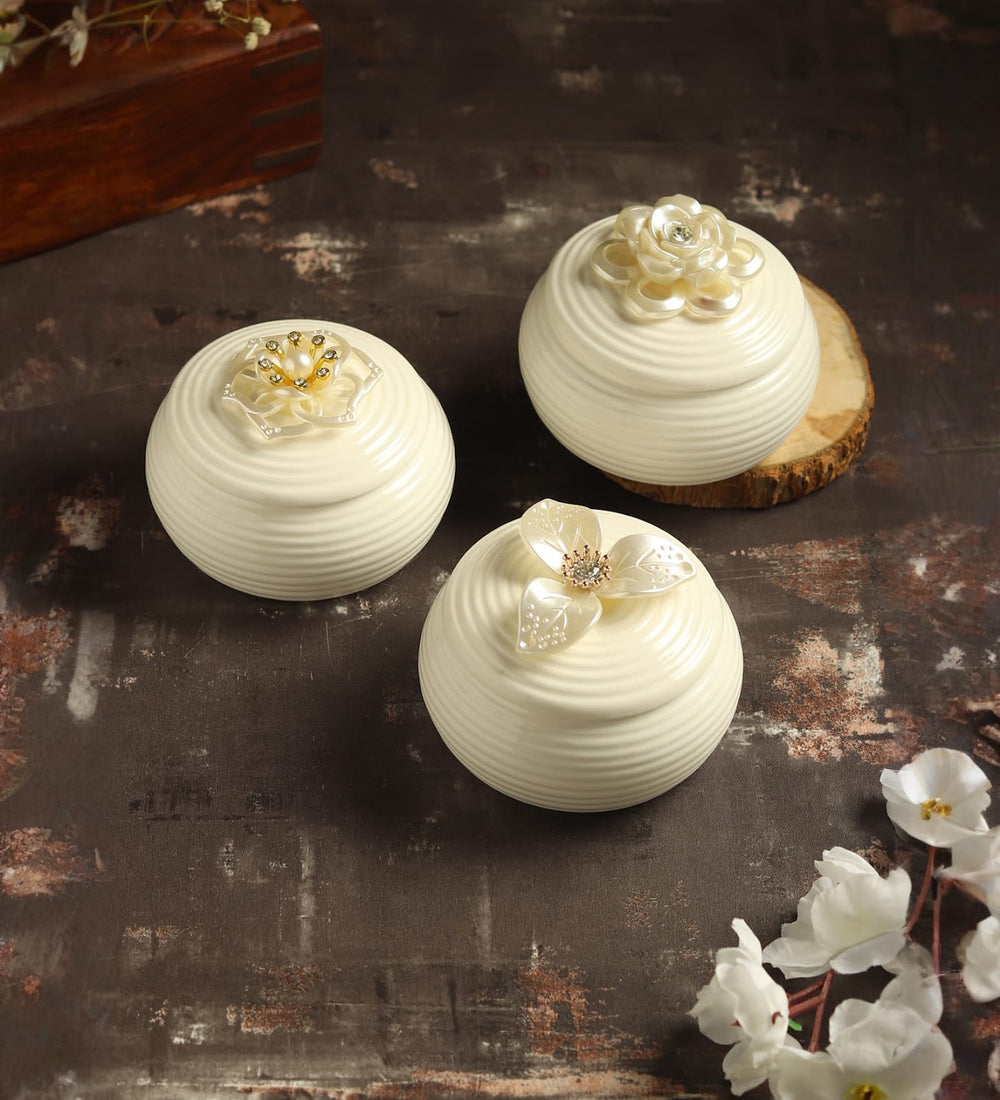 Botanique Floral Porcelain Trinket Box Set of 3 view 2