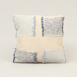 Azure Grid Cotton Cushion in blue and beige