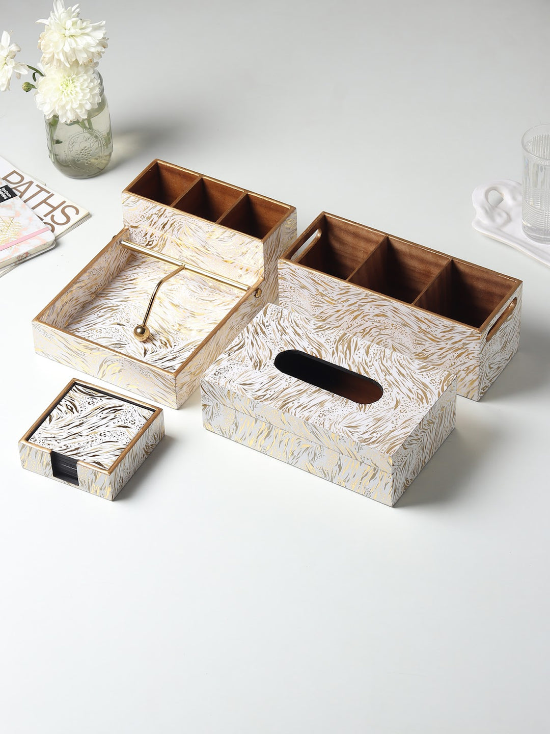 Expobazaar Zivra Gold Coaster Set of 6