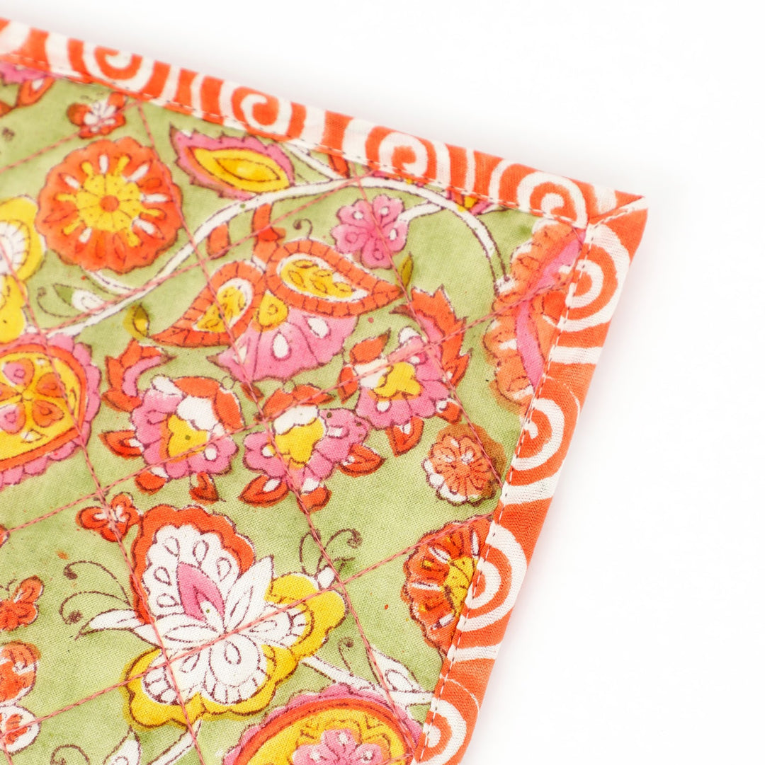 Hand Block Cotton Kitchen Apron Set, Paisley Multi, view 6