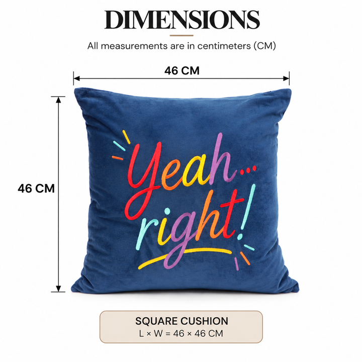 Quote Velvet Cushion Cover 46 x 46 cm, Yeah Right, view 5