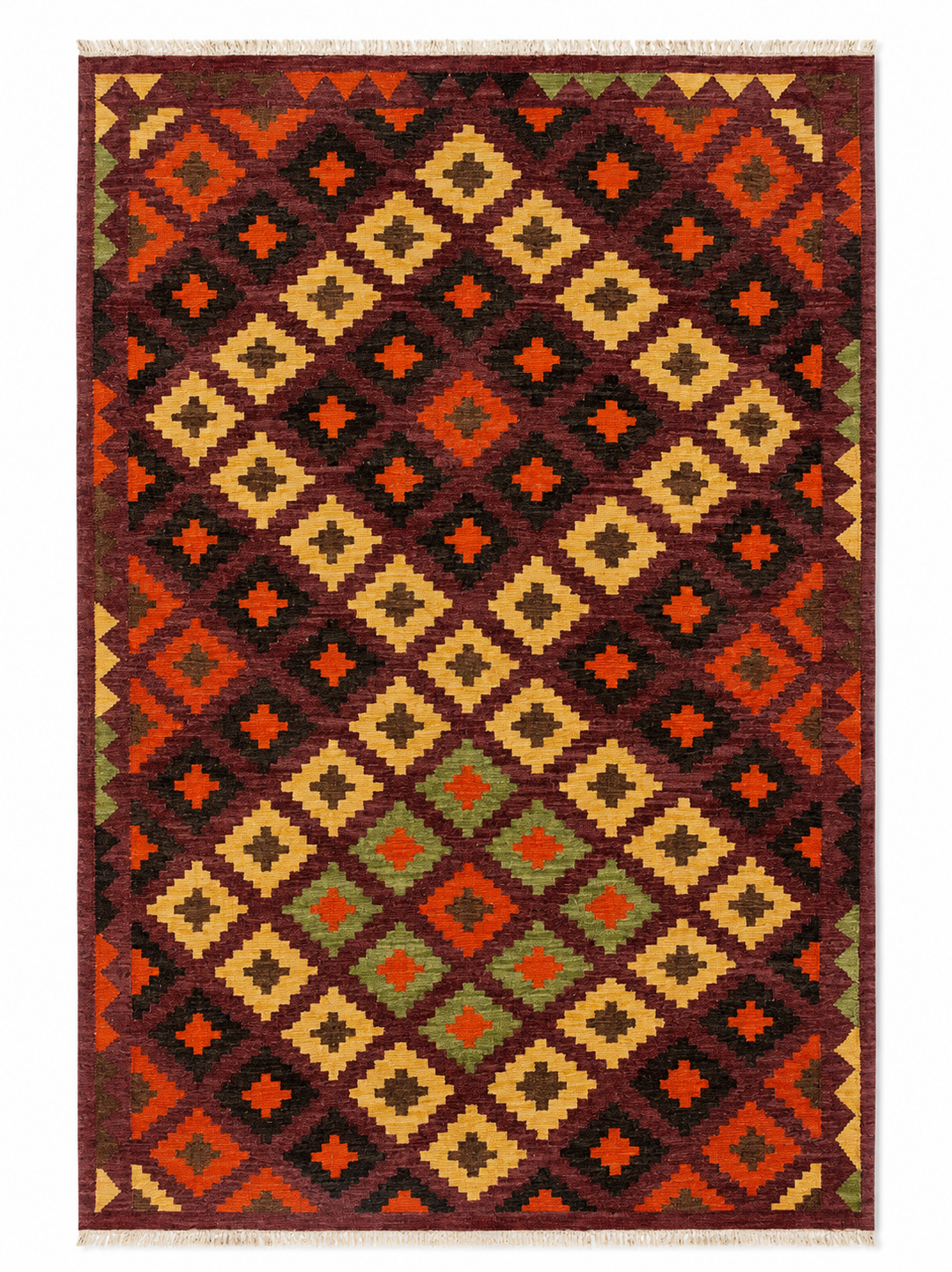 Multicolour Stripe handwoven wool kilim rug by Expobazaar