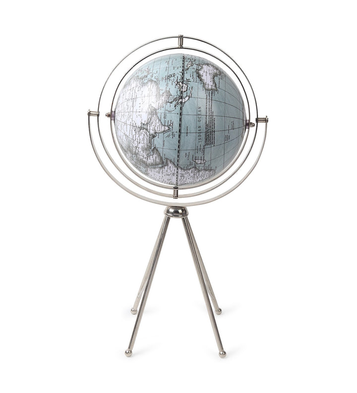 Spherecraft Silver Metal World Globe with Tripod Stand view 7