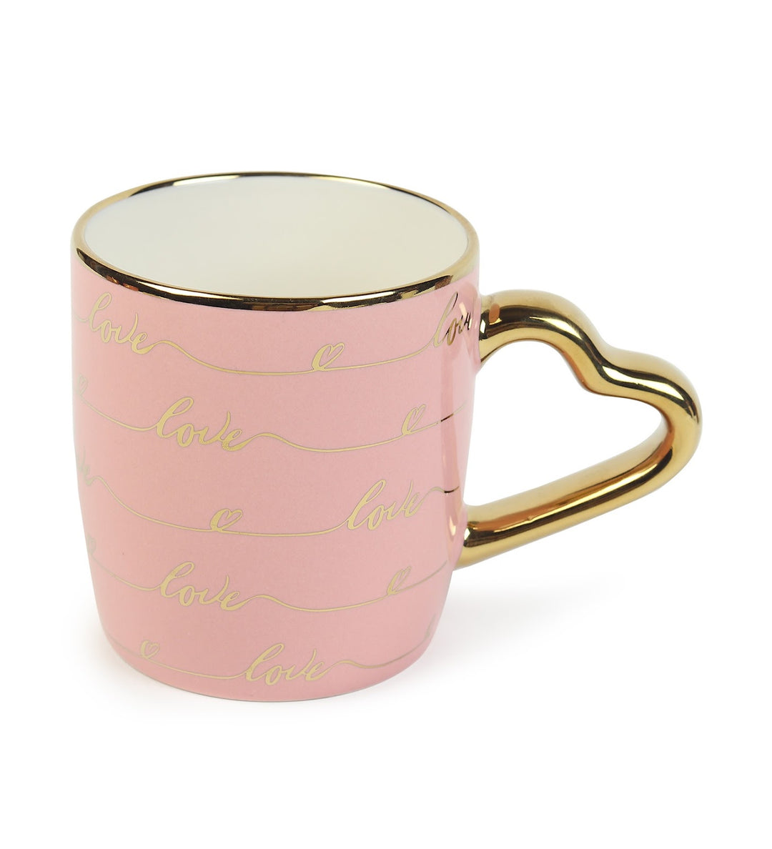 Love Quote Ceramic Coffee Mug with Gold Heart Handle Love Letter Pink view 4