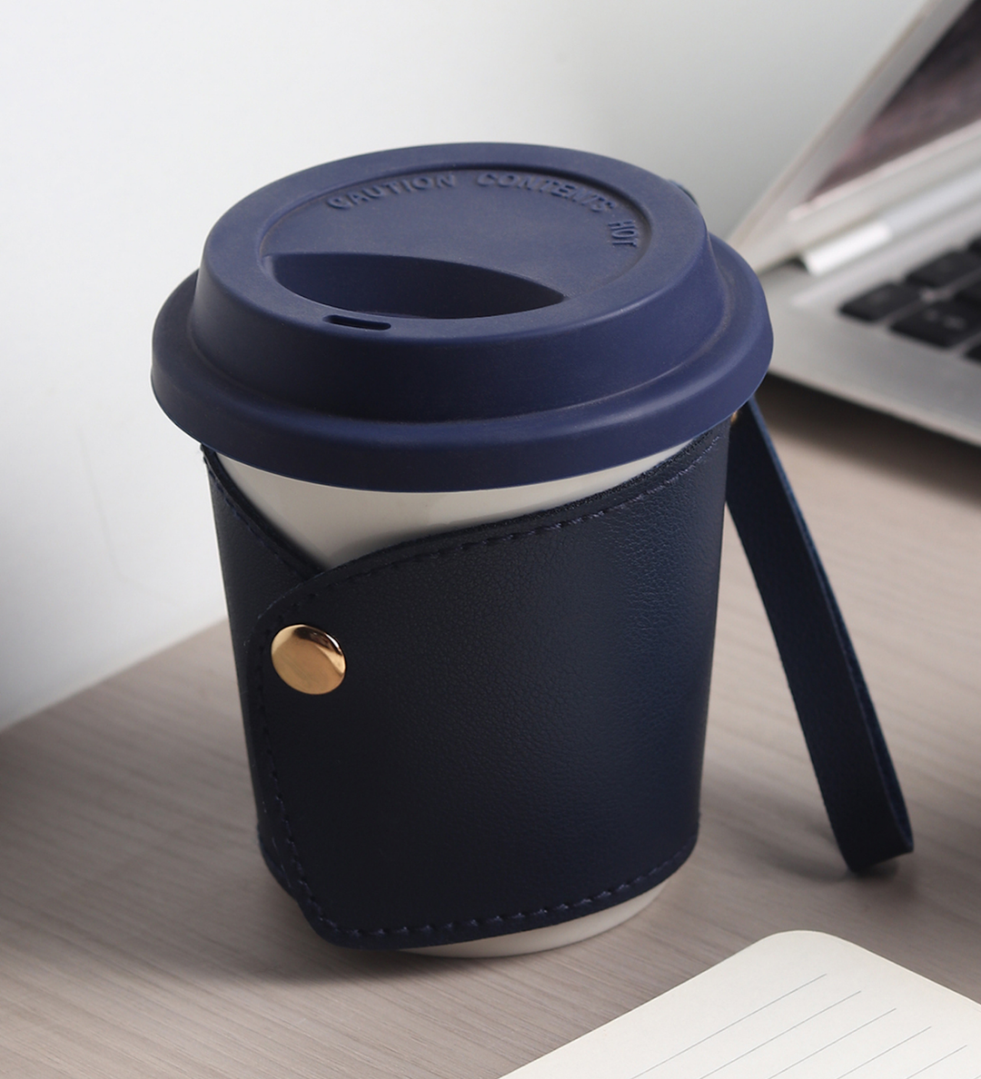 Little Latte Ceramic Coffee Tumbler with Lid Blue view 1