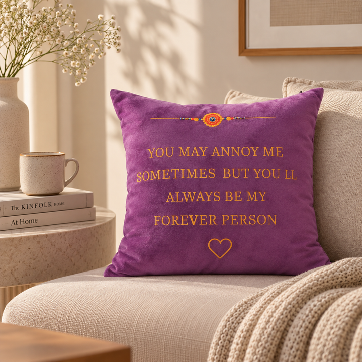 Sibling Quote Velvet Cushion 41 x 41 cm, Forever Person, view 4