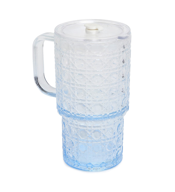 Verdelle Diamond Cut Glass Tumbler Blue view 5