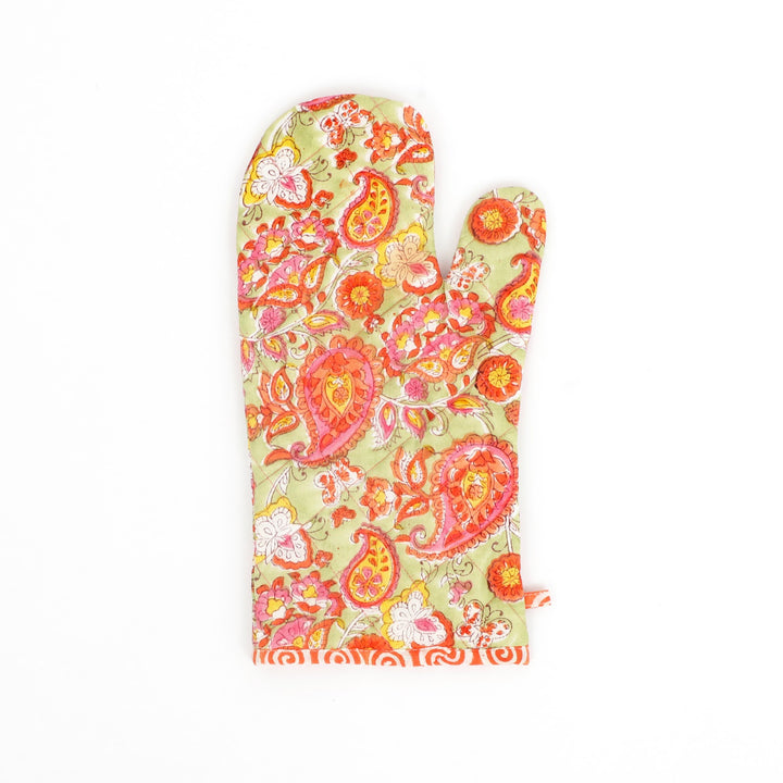 Hand Block Cotton Kitchen Apron Set, Paisley Multi, view 7