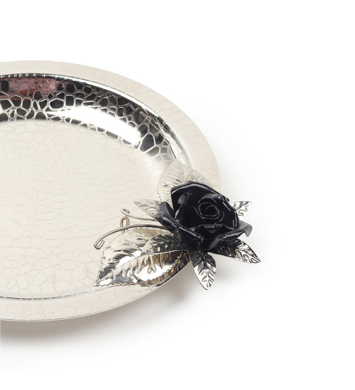 Petal Eclat Round Stainless Steel Serving Plate Black view 6