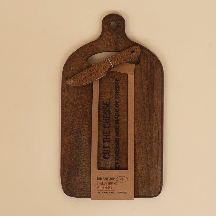 Mini mango wood cheese board with knife