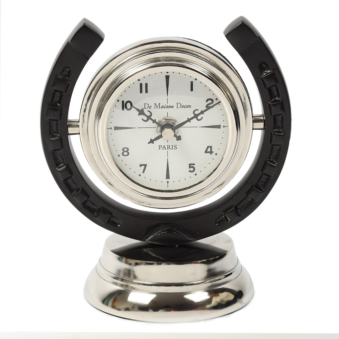 Expobazaar Equestrian Table Clock in Silver