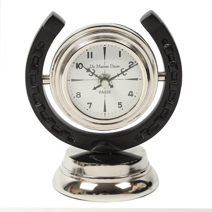 Expobazaar Equestrian Table Clock in Silver