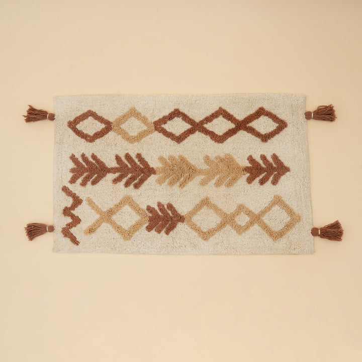 Beige Diamond Arrow Tufted Cotton Bath Mat, View 3