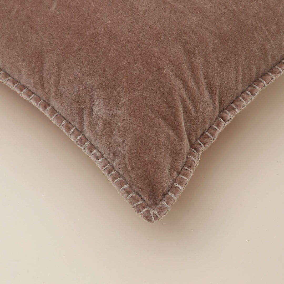 Old Pink Velvet Blanket Stitch Cushion, View 2