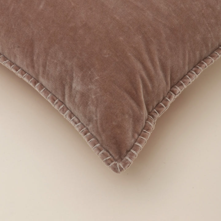 Old Pink Velvet Blanket Stitch Cushion, View 2
