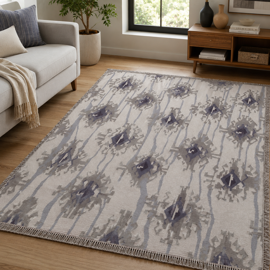 Expobazaar handwoven wool patch kilim rug VCD-10052