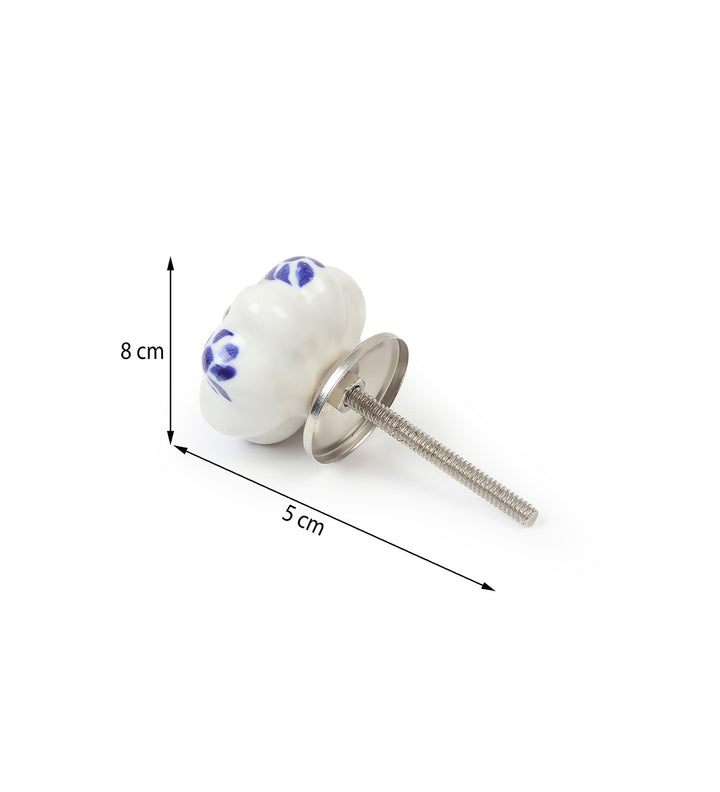 Florisca Hand Painted Blue Ceramic Cabinet Knobs Set of 6 view 3
