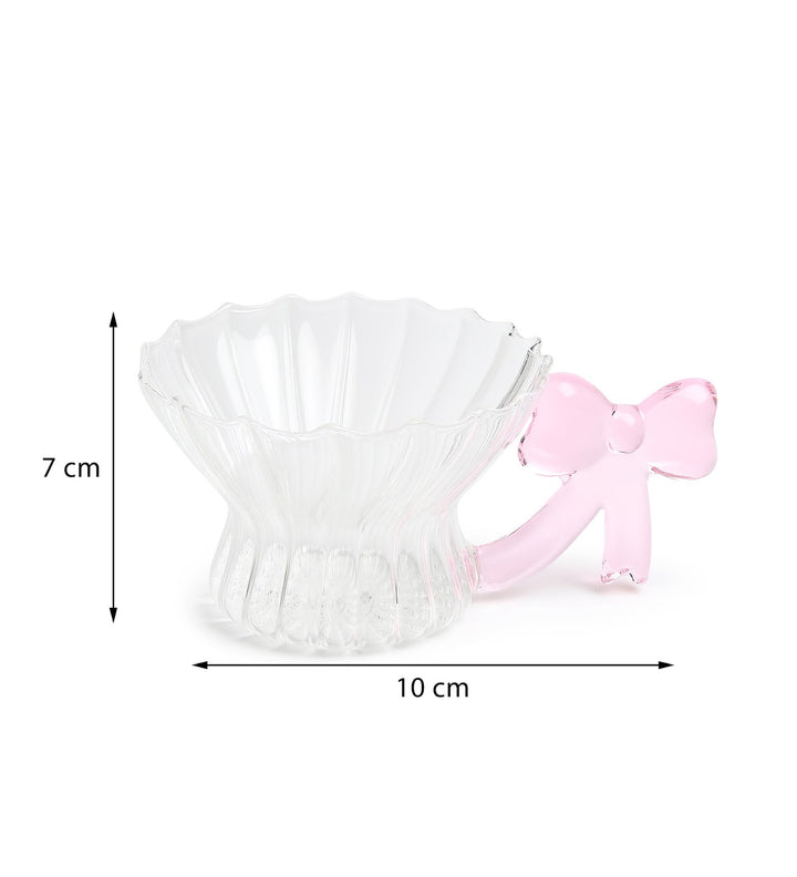 Cleo Spiral Glass Cup with Pink Bow Handle view 3