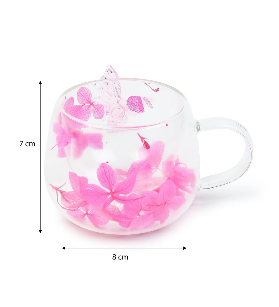 Titli Bloom Floral Glass Mug with Butterfly Pink view 3