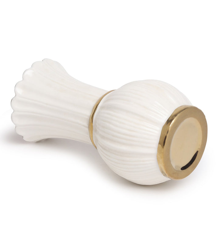 Garnet Ribbed Porcelain Vase with Gold Bands view 6