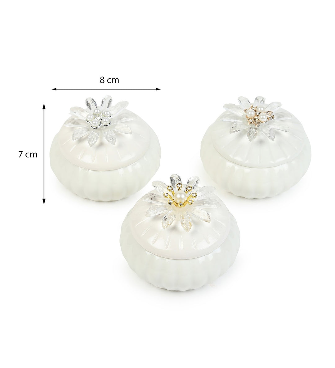 Sunpetal Jewelled Porcelain Trinket Box Set view 3