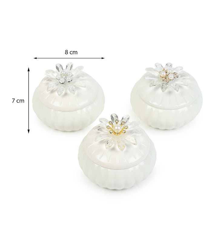 Sunpetal Jewelled Porcelain Trinket Box Set view 3