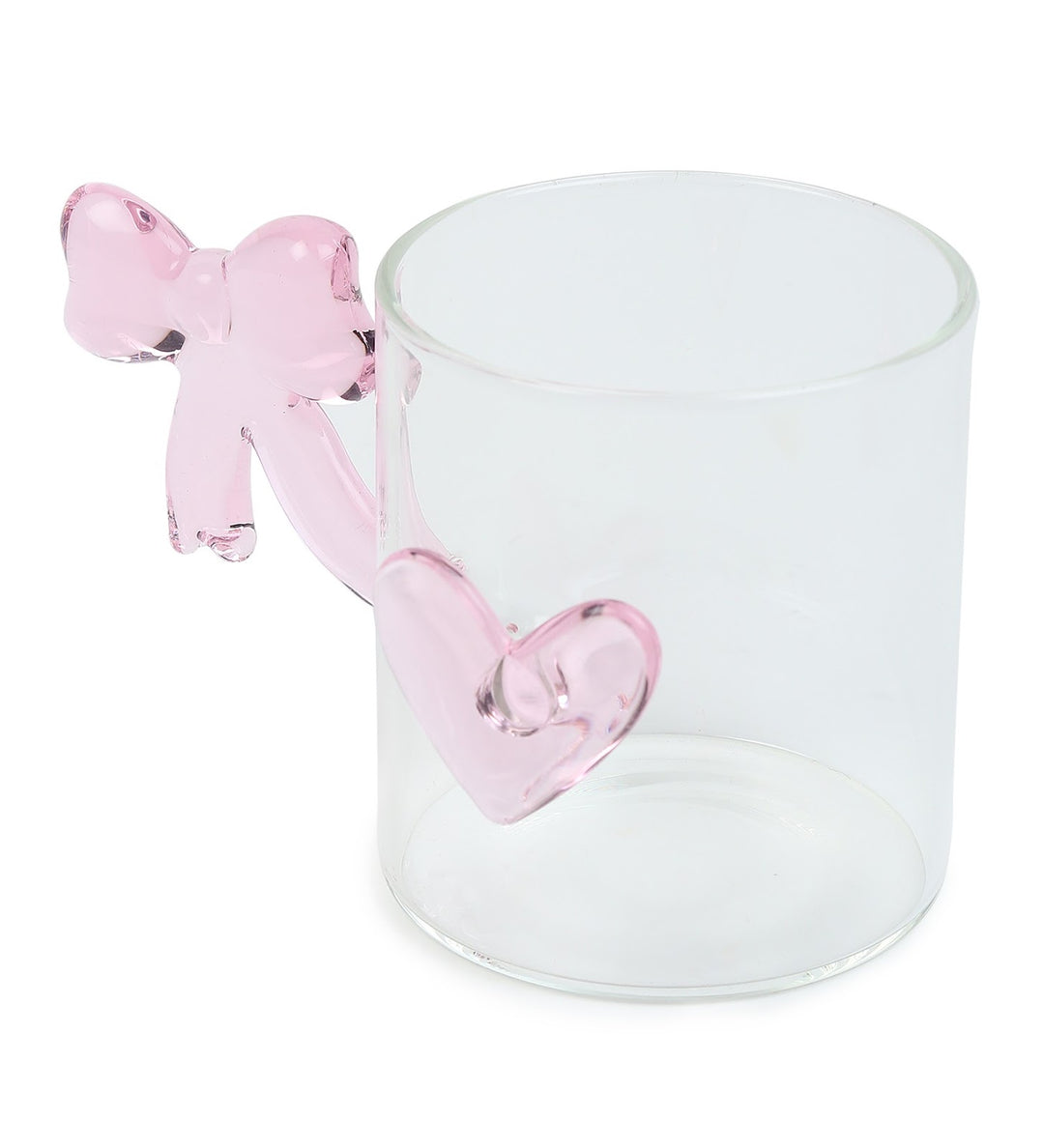 Bowed Heart Pink Glass Cup with Bow Handle view 5