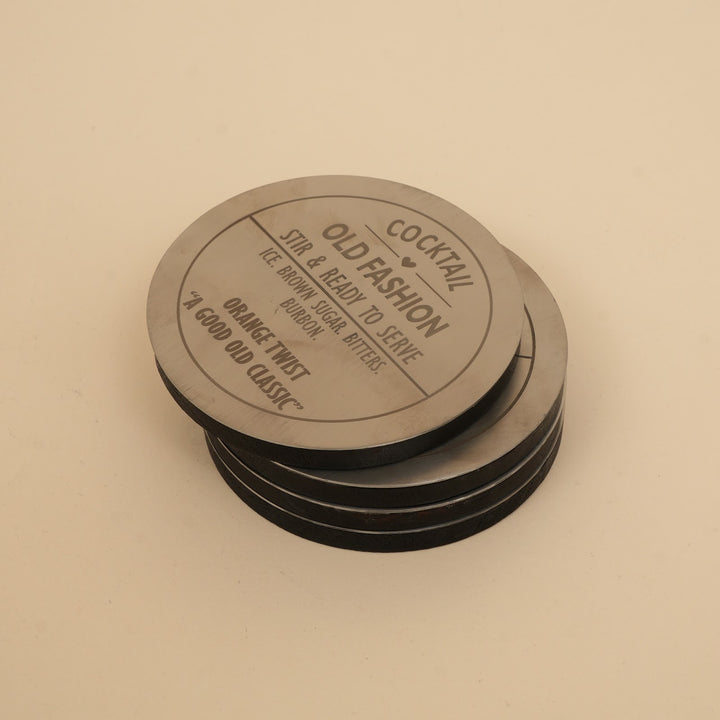 Metal and wood cocktail coasters