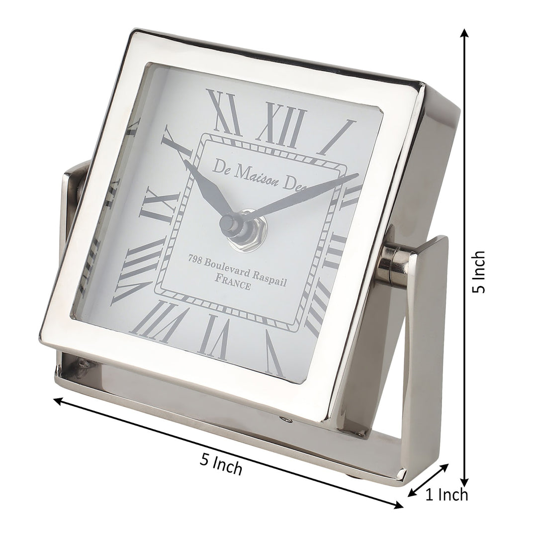 Expobazaar Time's Canvas ( Medium ) Silver Iron Table Clock