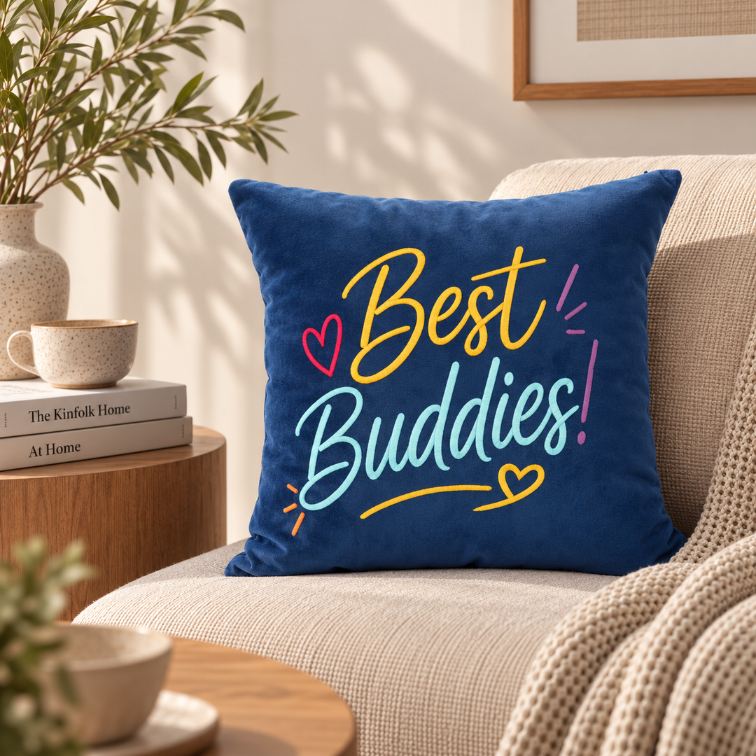 Quote Velvet Cushion Cover 46 x 46 cm, Best Buddies, view 5