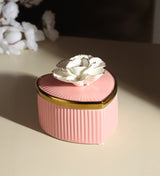 Lovebloom Heart Porcelain Trinket Box with Gold Edge view 1