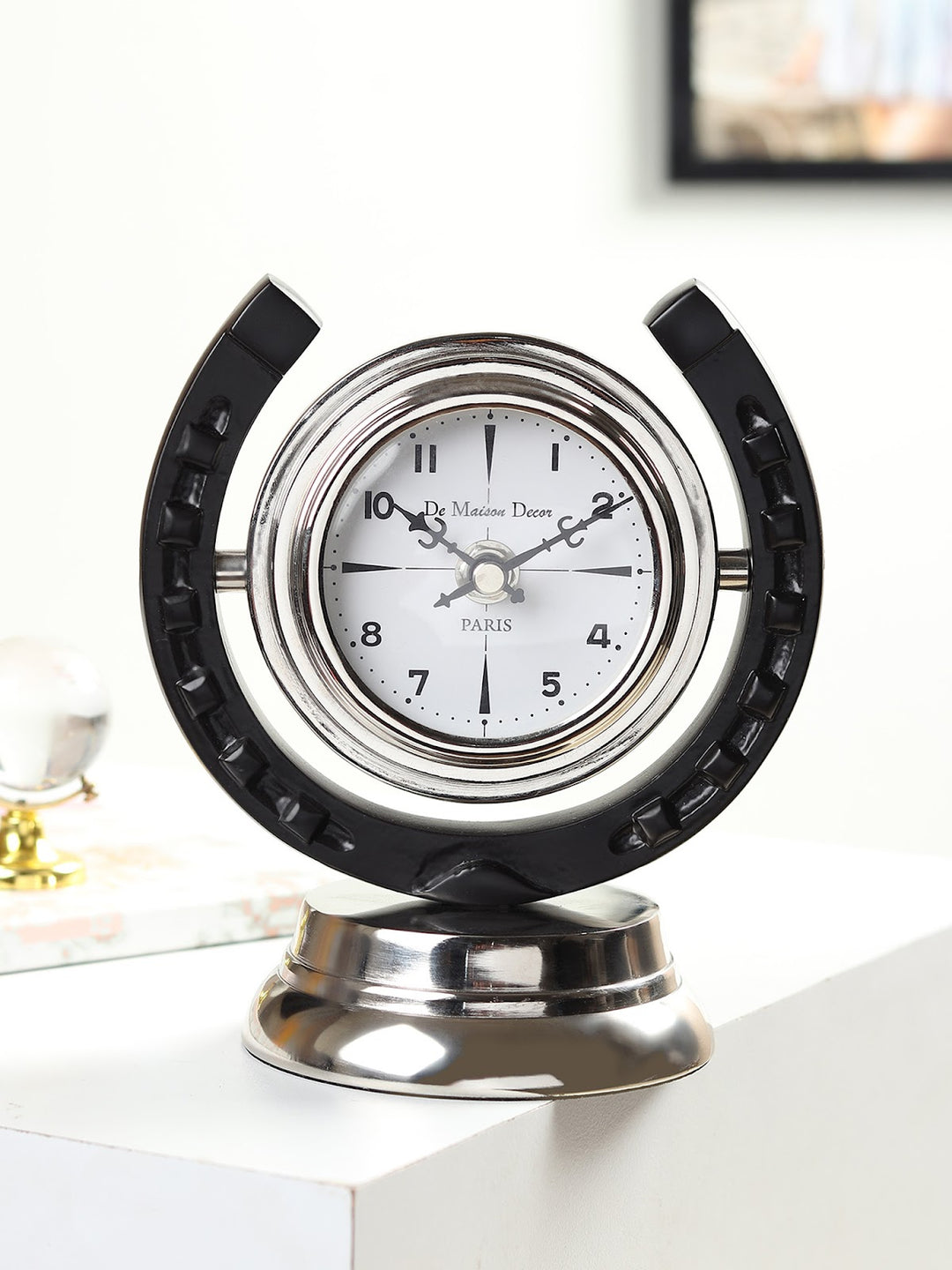Expobazaar Equestrian Table Clock in Silver