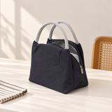 Thermal Insulated Canvas Lunch Tote, Navy Blue, View 6