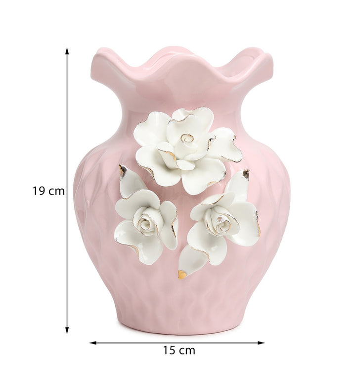 Elodie Fleur Blue Porcelain Vase Wide with Gold Detail view 3