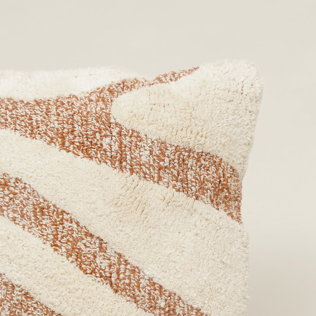 Mojave Wave Cotton Cushion in beige and brown
