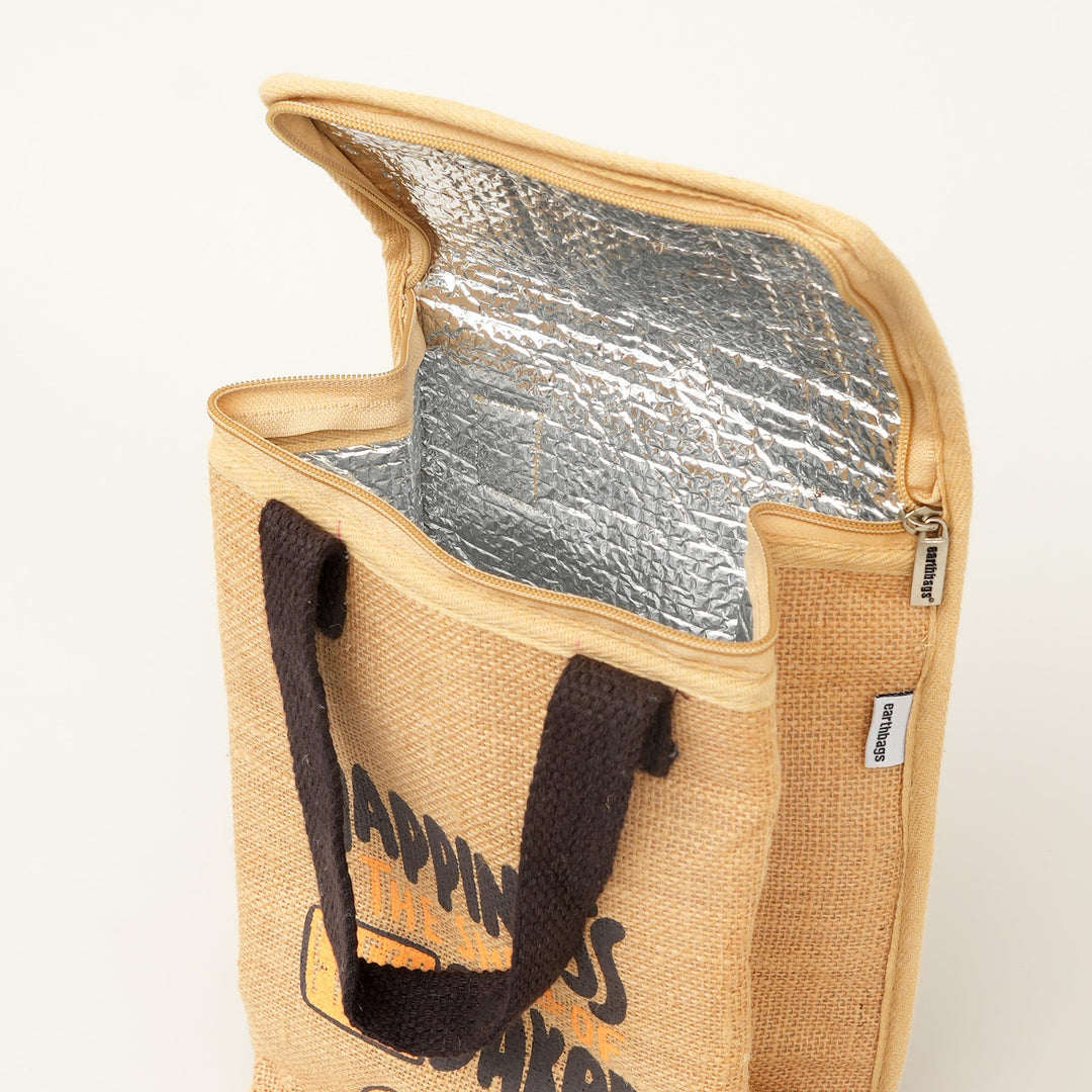 Insulated Jute Lunch Bag, Freshly Baked Print