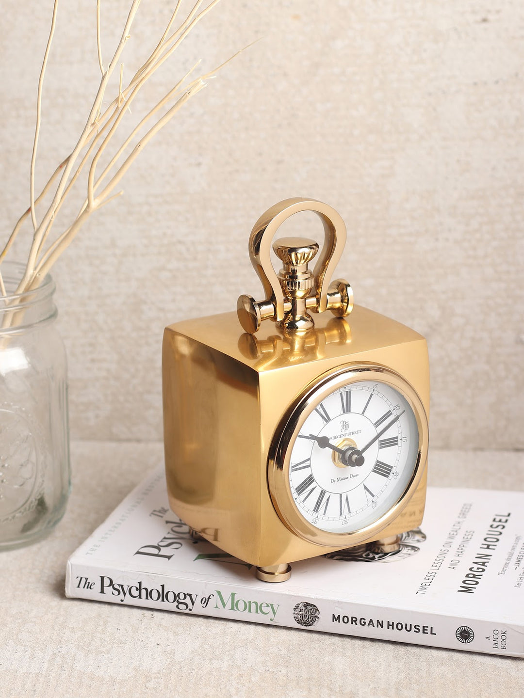 Expobazaar Chrono Cube Gold Aluminium Table Clock