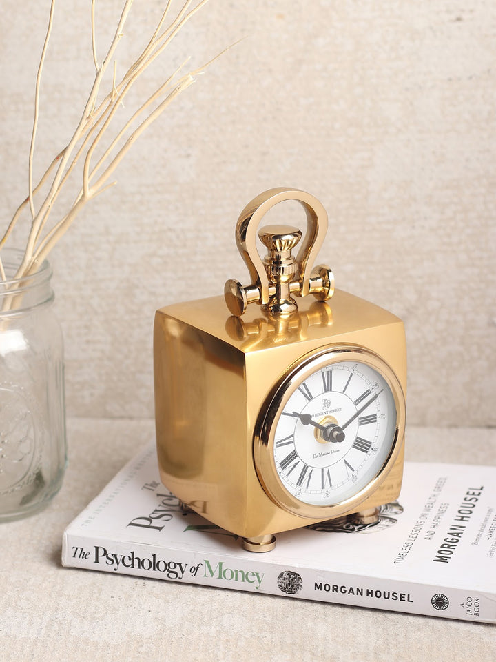 Expobazaar Chrono Cube Gold Aluminium Table Clock