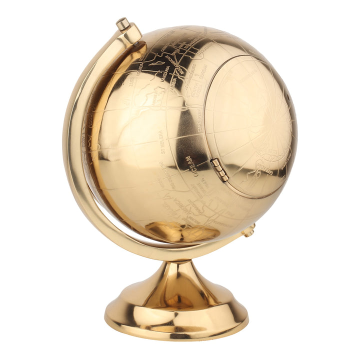 Expobazaar The Etched World Gold Aluminium Table Clock