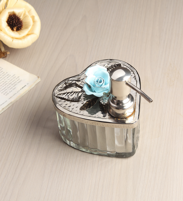 Petal Eclat Soap Dispenser with Floral Bloom Accent Blue view 1