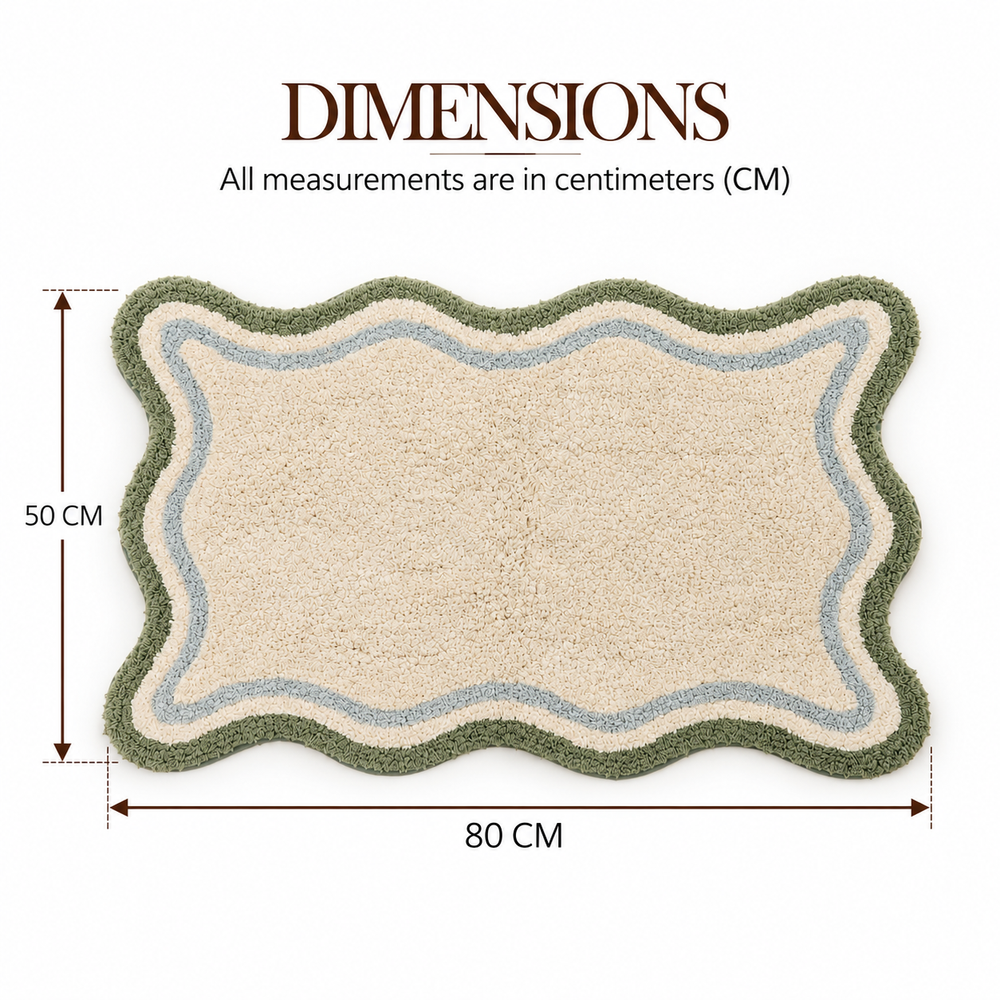 Green Scalloped Border Cotton Bath Mat, View 2