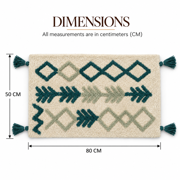 Blue Tribal Arrow Tufted Cotton Bath Mat, View 2