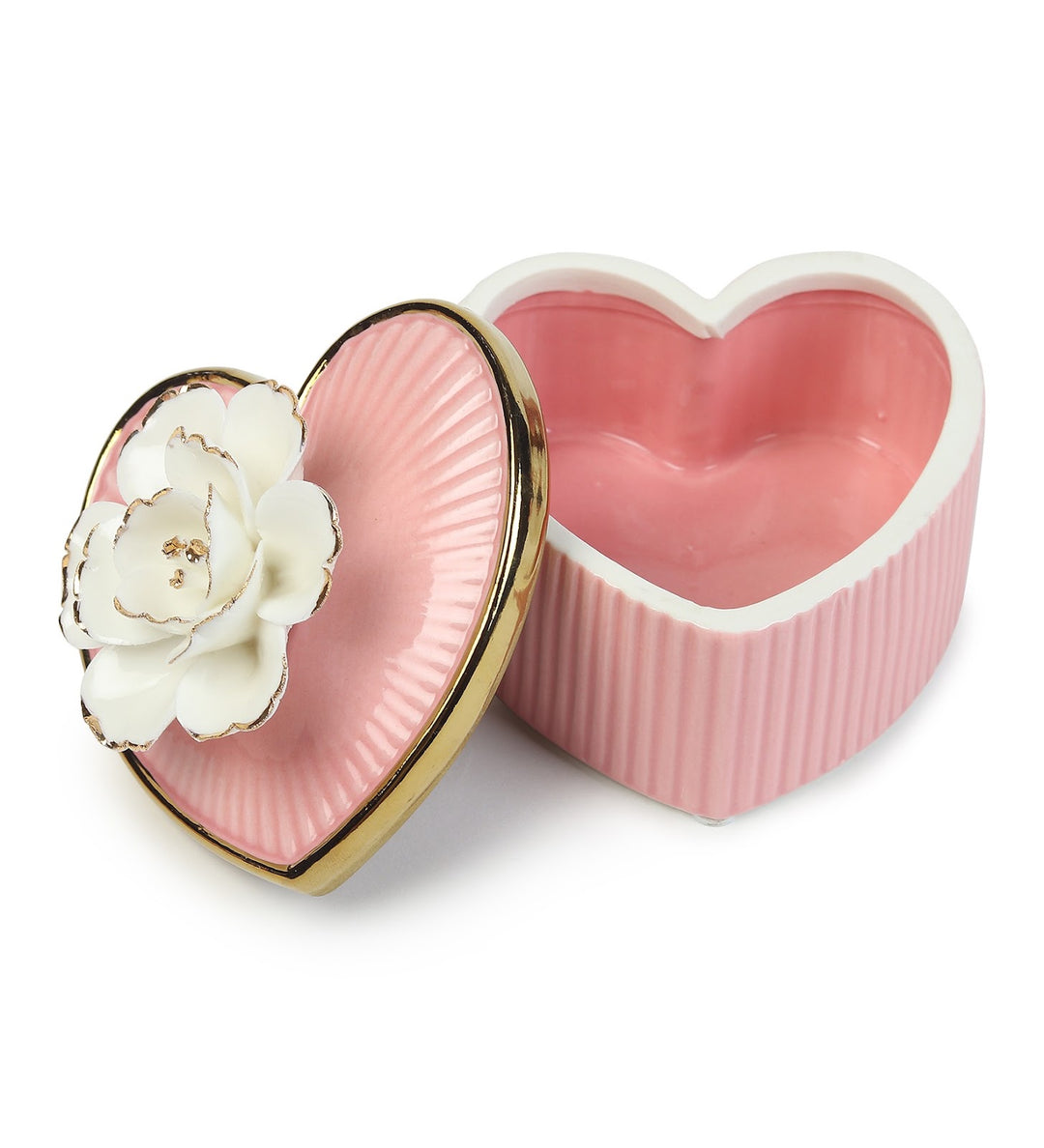 Lovebloom Heart Porcelain Trinket Box with Gold Edge view 5