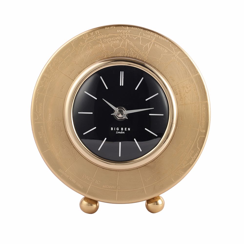 Expobazaar World Gold Aluminium Table Clock